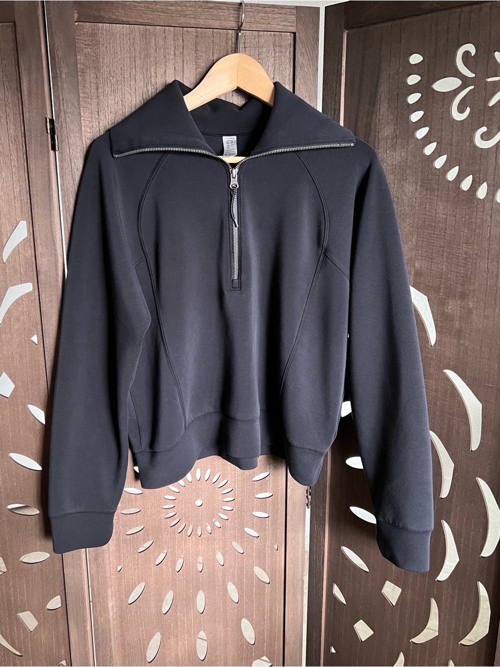 SPANX Black Women's Quarter-Zip Pullover Sweatshirt